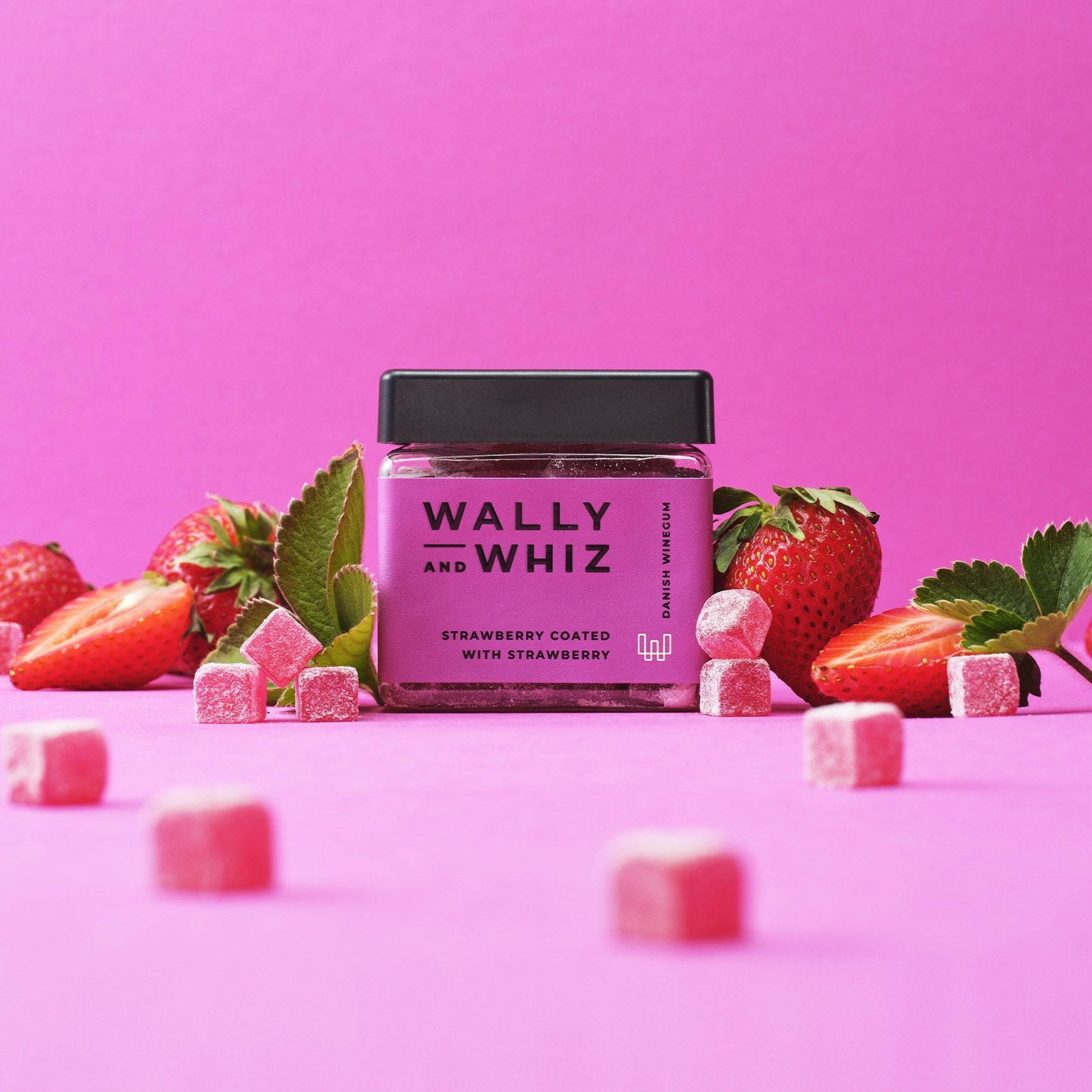 Wally og Whiz Summer Wine Gum Cube, Strawberry with Strawberry, 140 G
