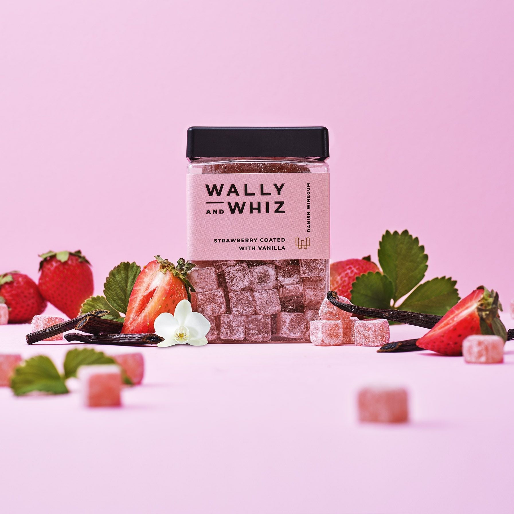 Wally And Whiz Sommervingummi terning, jordbær med vanilje, 240 g
