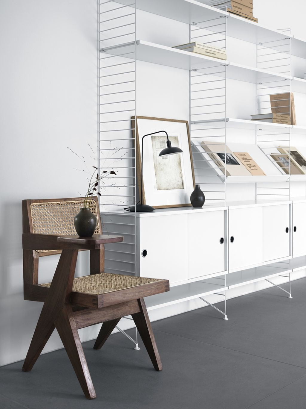 String Furniture Strengsystem Magazine Bakke træ 30x78 cm, hvid