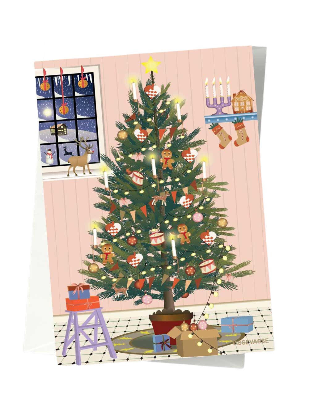 Vissevasse Carte de vœux de l'arbre de Noël brillant, A6