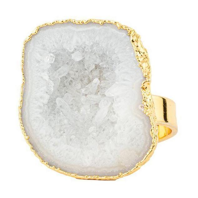 Vincent Asger Ring White Geode Gold chapado en