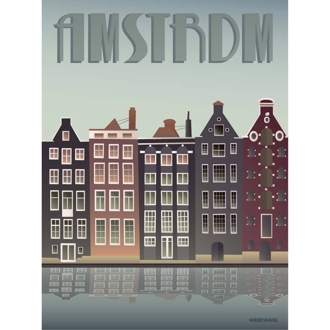 Vissevasse Amsterdam Kanalhäuser -poster, 15 x21 cm