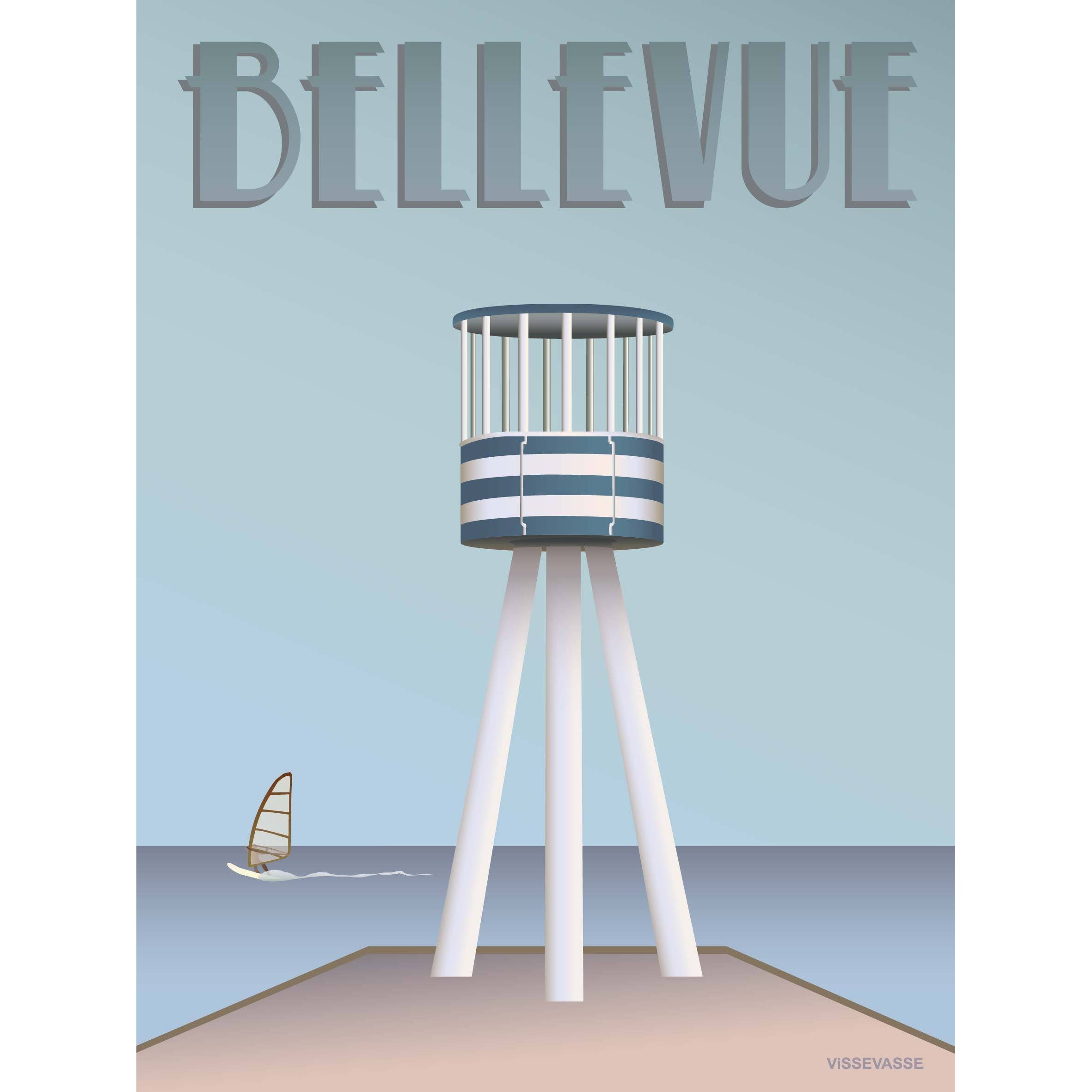 Vissevasse Affiche de la tour de sauveteur de Bellevue, 15 x21 cm