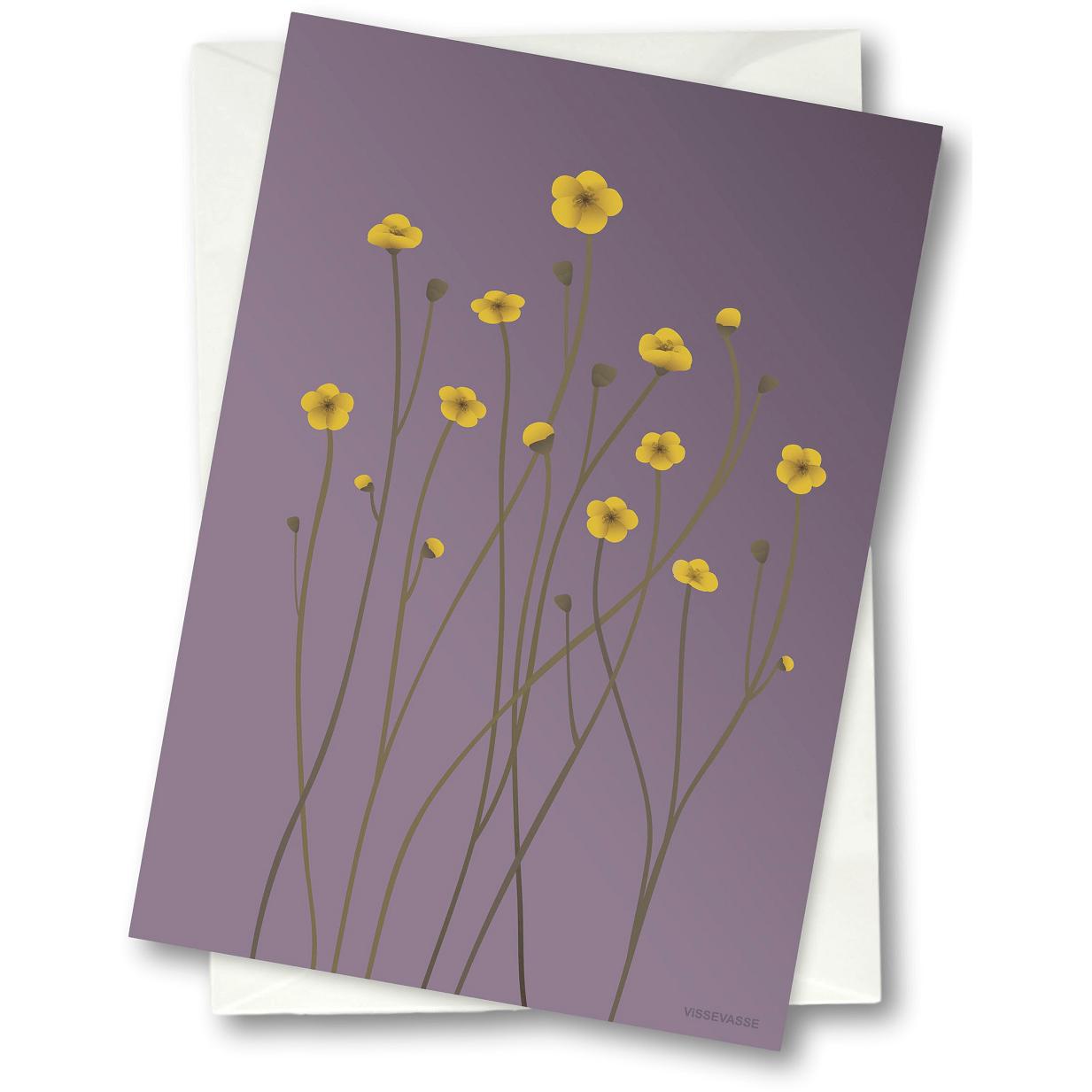 Vissevasse Buttercup gratulationskort 15 x21 cm, lila