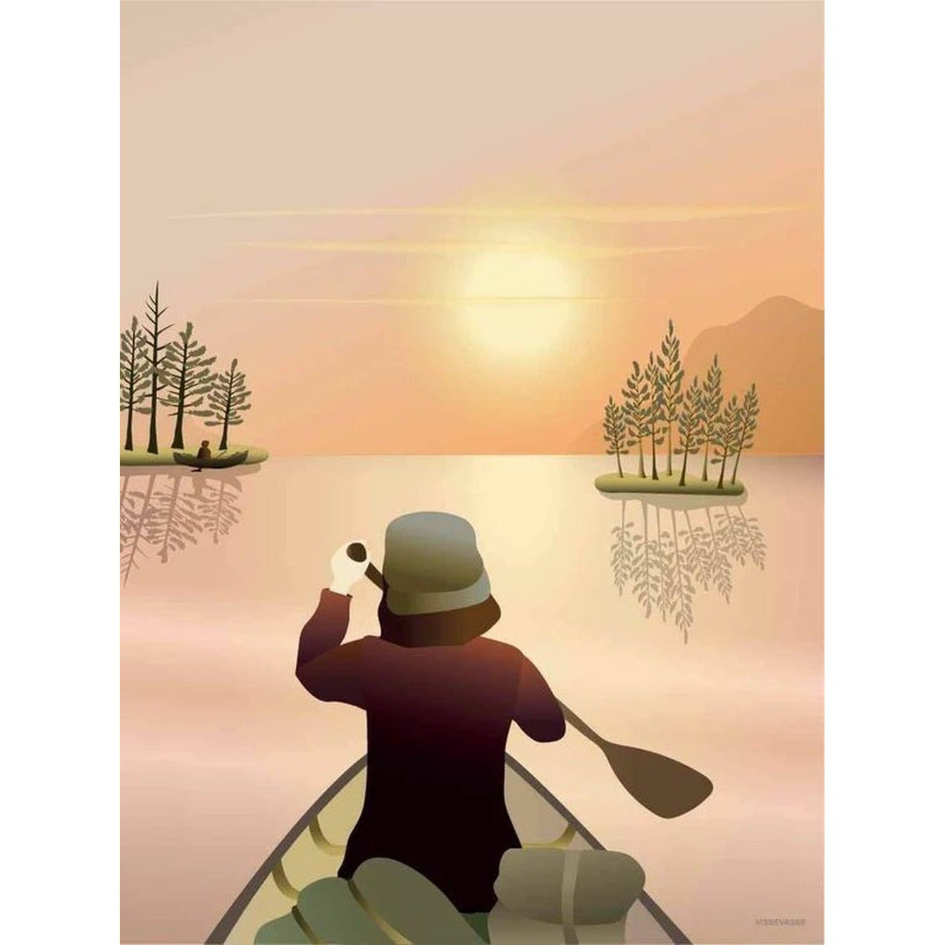 Vissevasse canoa sul poster del lago, 50 x70 cm