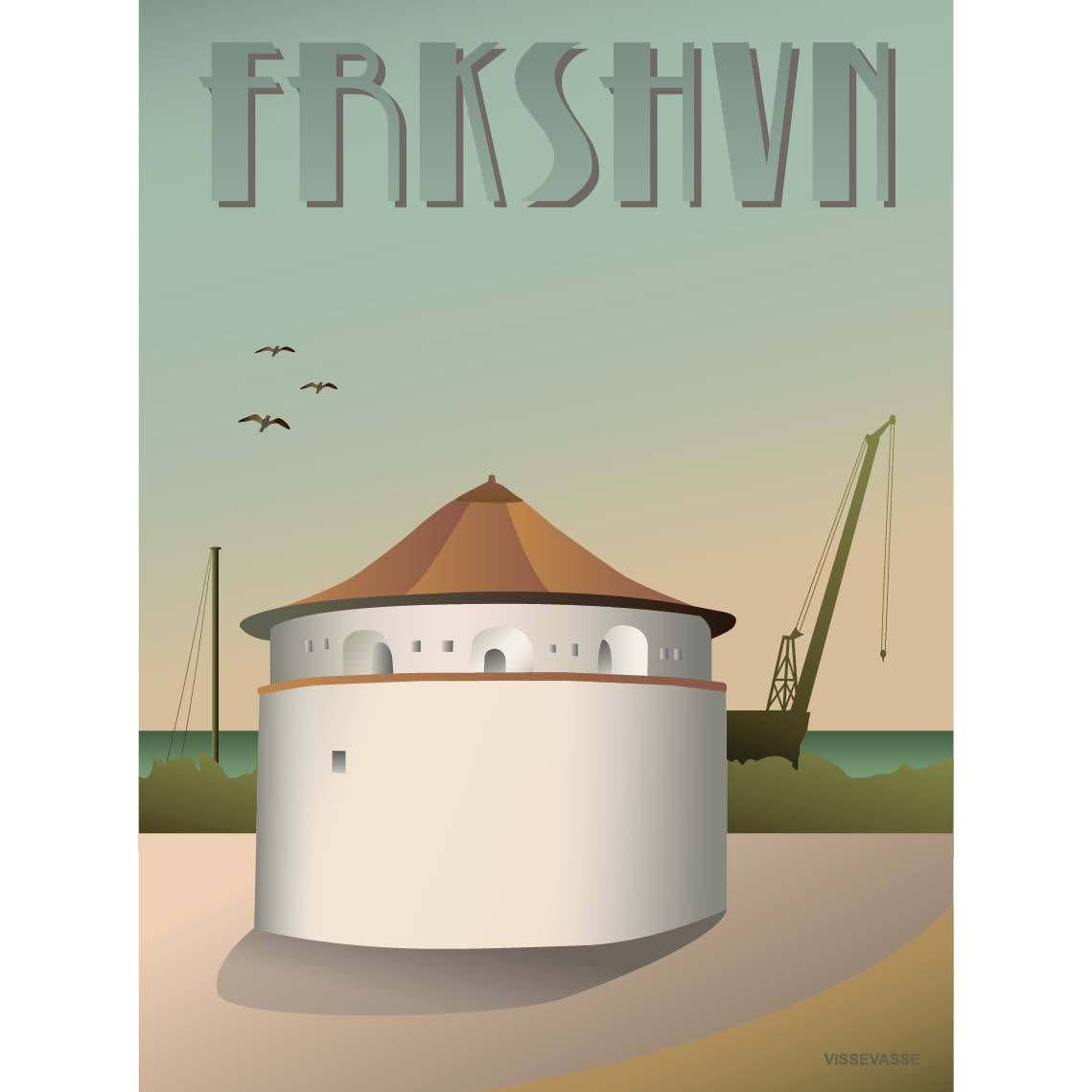 Vissevasse Frederikshavn粉塔海报，15 x21 cm