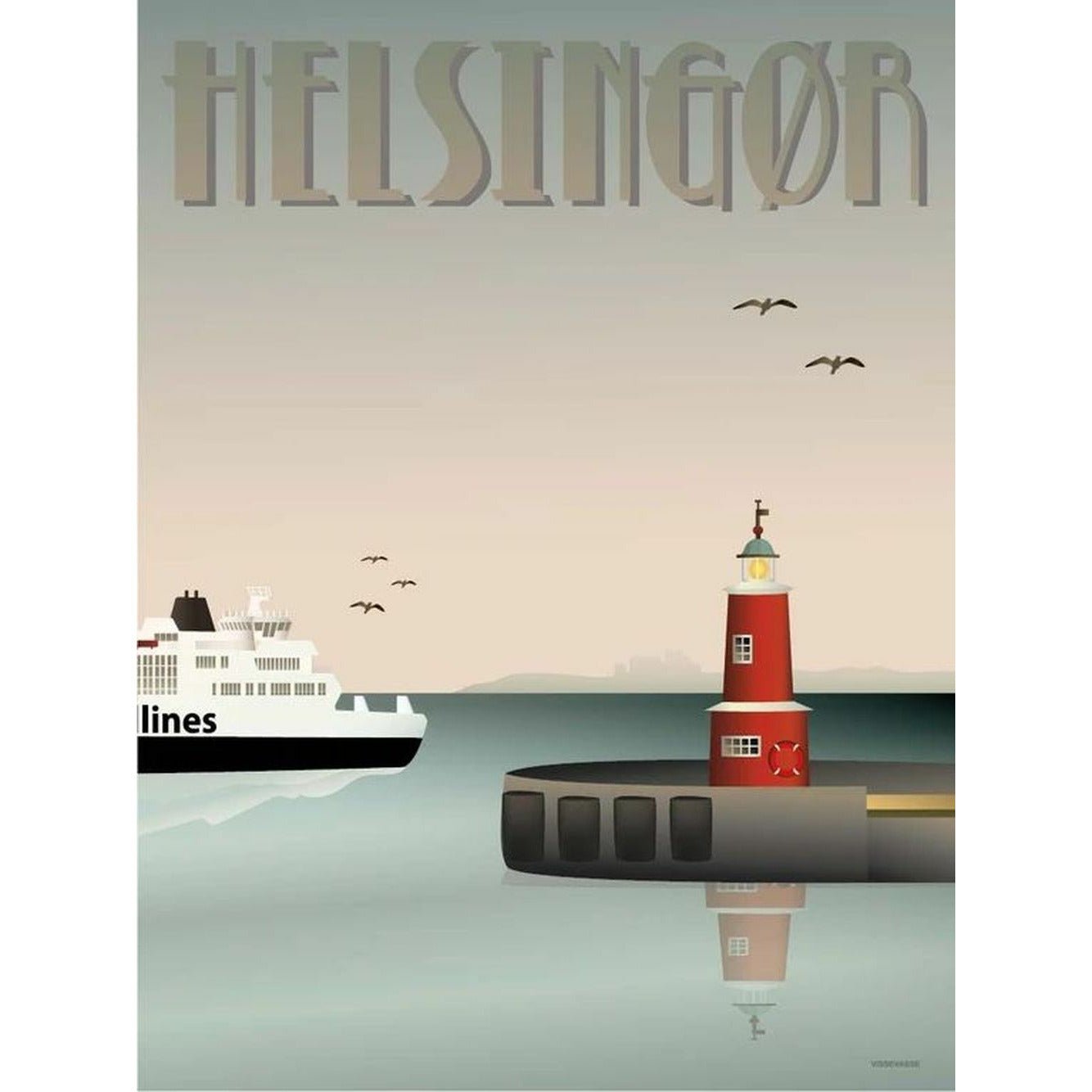 Vissevasse Affiche du port d'Helsingør, 15 x21 cm