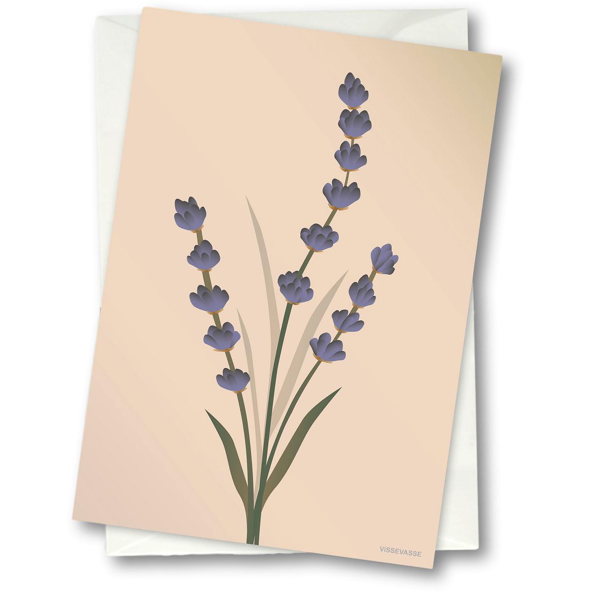 Vissevasse Lavendel lykønskningskort 15 x21 cm, nøgen