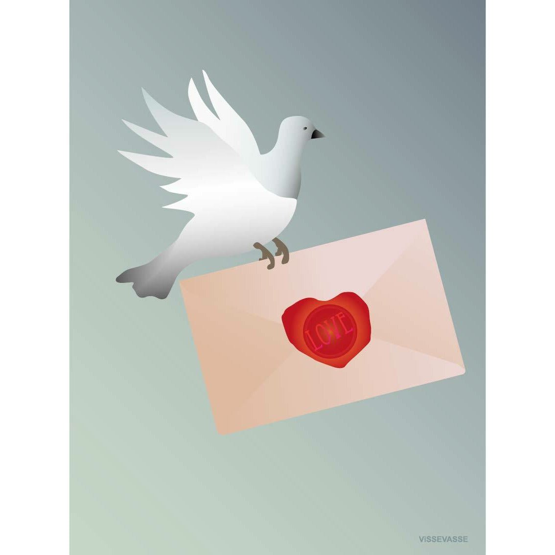 Vissevasse kjærlighetsbrev gratulasjonskort, 15 x21 cm
