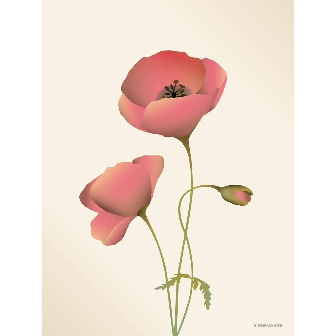 Vissevasse Poppy veggspjald 15 x21 cm, marengs