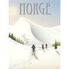 Vissevasse Norge 'Cross Country Skiing' plakat, 15x21 cm