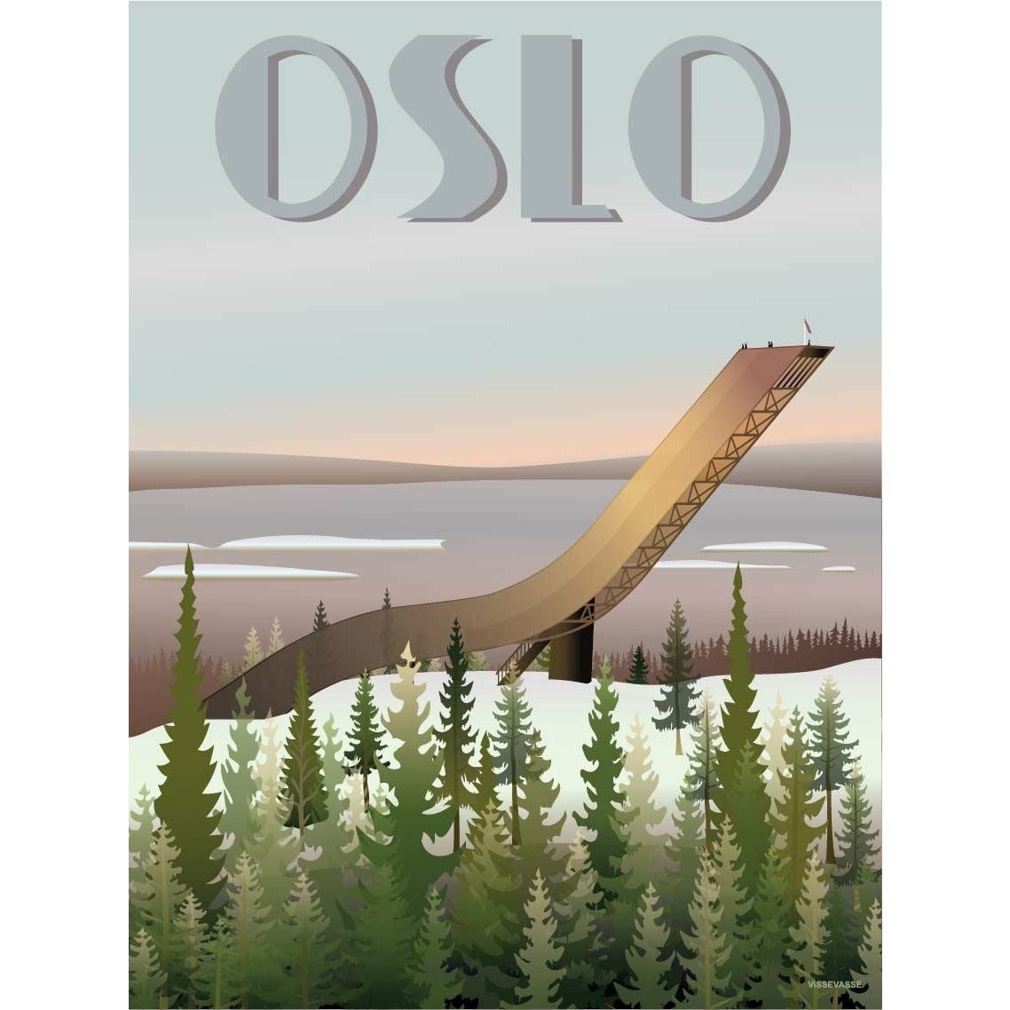 Vissevasse Oslo 'Holmenkollbakken' veggspjald, 15x21 cm