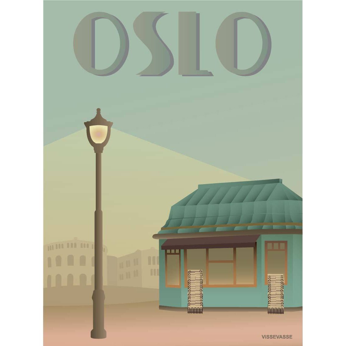 Vissevasse Oslo -lehtikiostojen juliste, 15 x21 cm