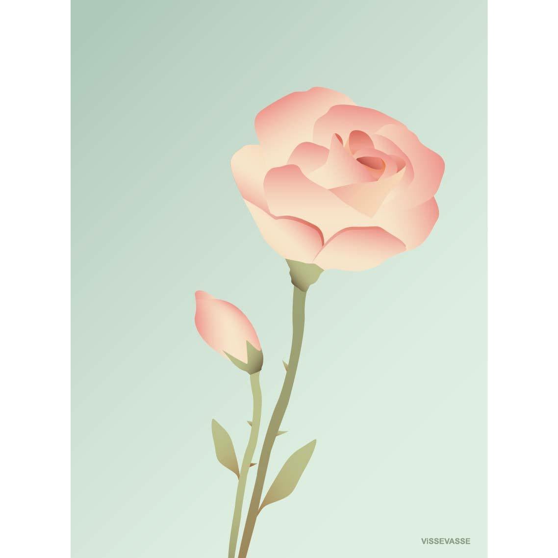 Tarjeta de felicitación de Vissevasse Rose 15 x21 cm, menta
