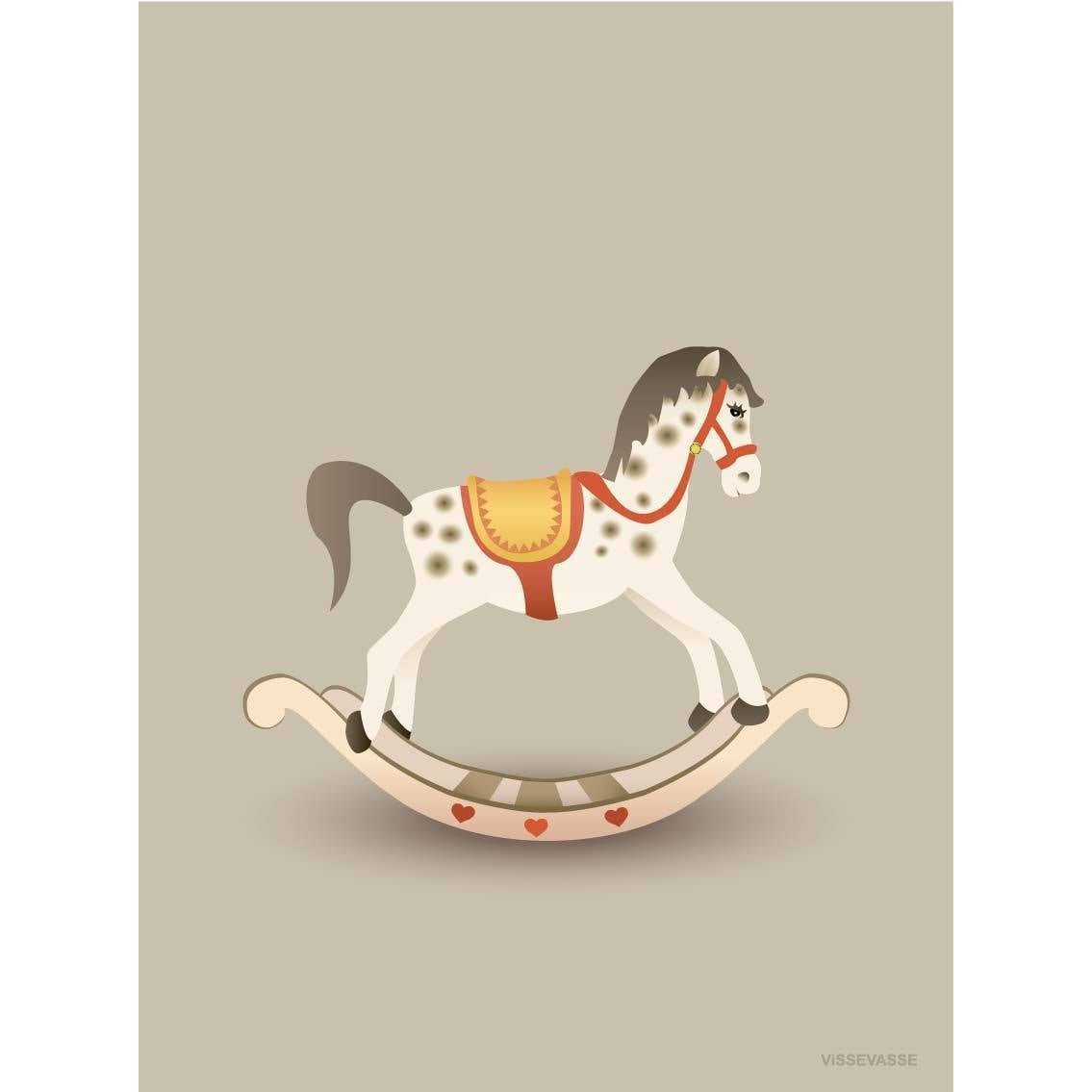 Vissevasse Carte de voeux à cheval à bascule, marron, 10,5x15cm