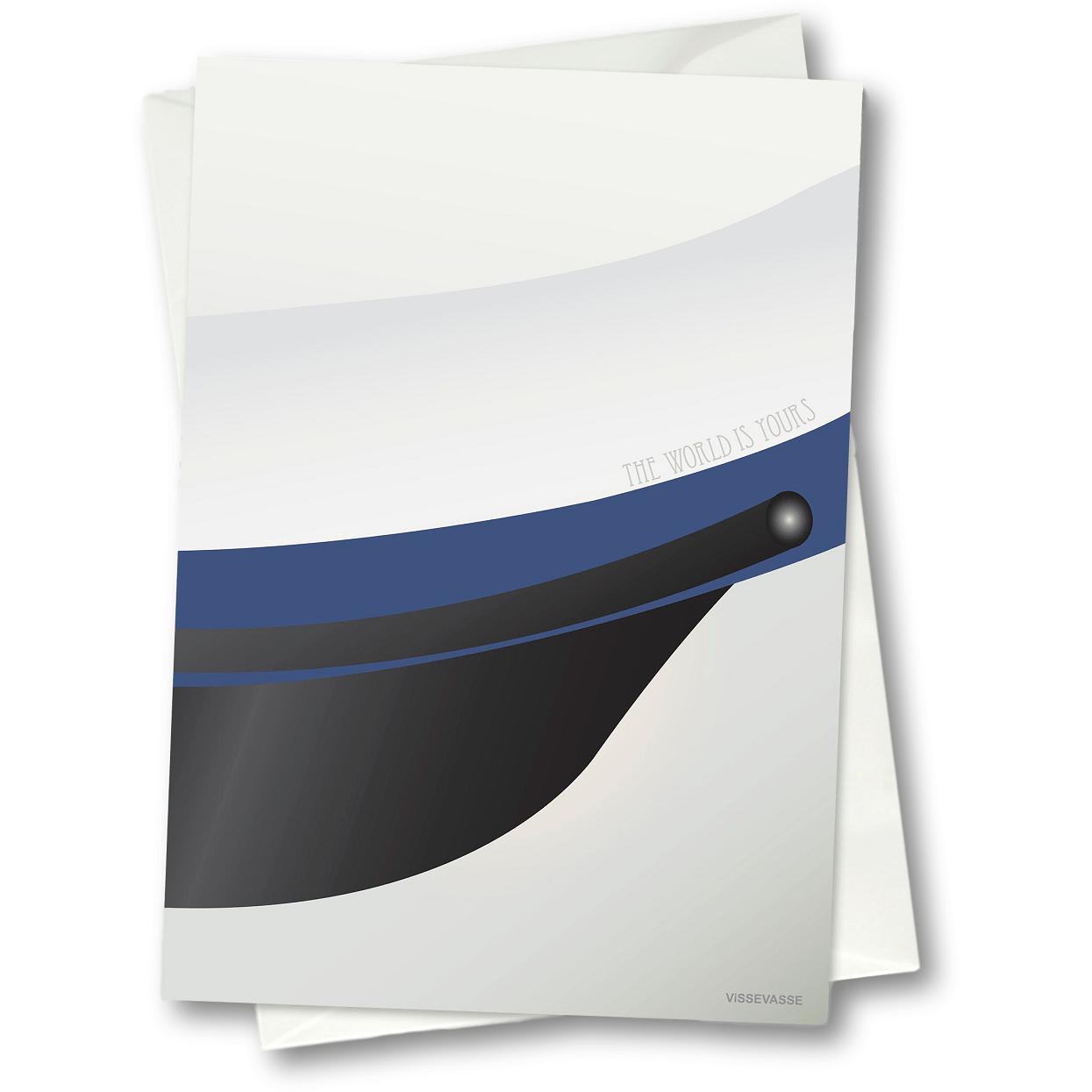 Vissevasse Studenthatt gratulationskort 15 x21 cm, blått