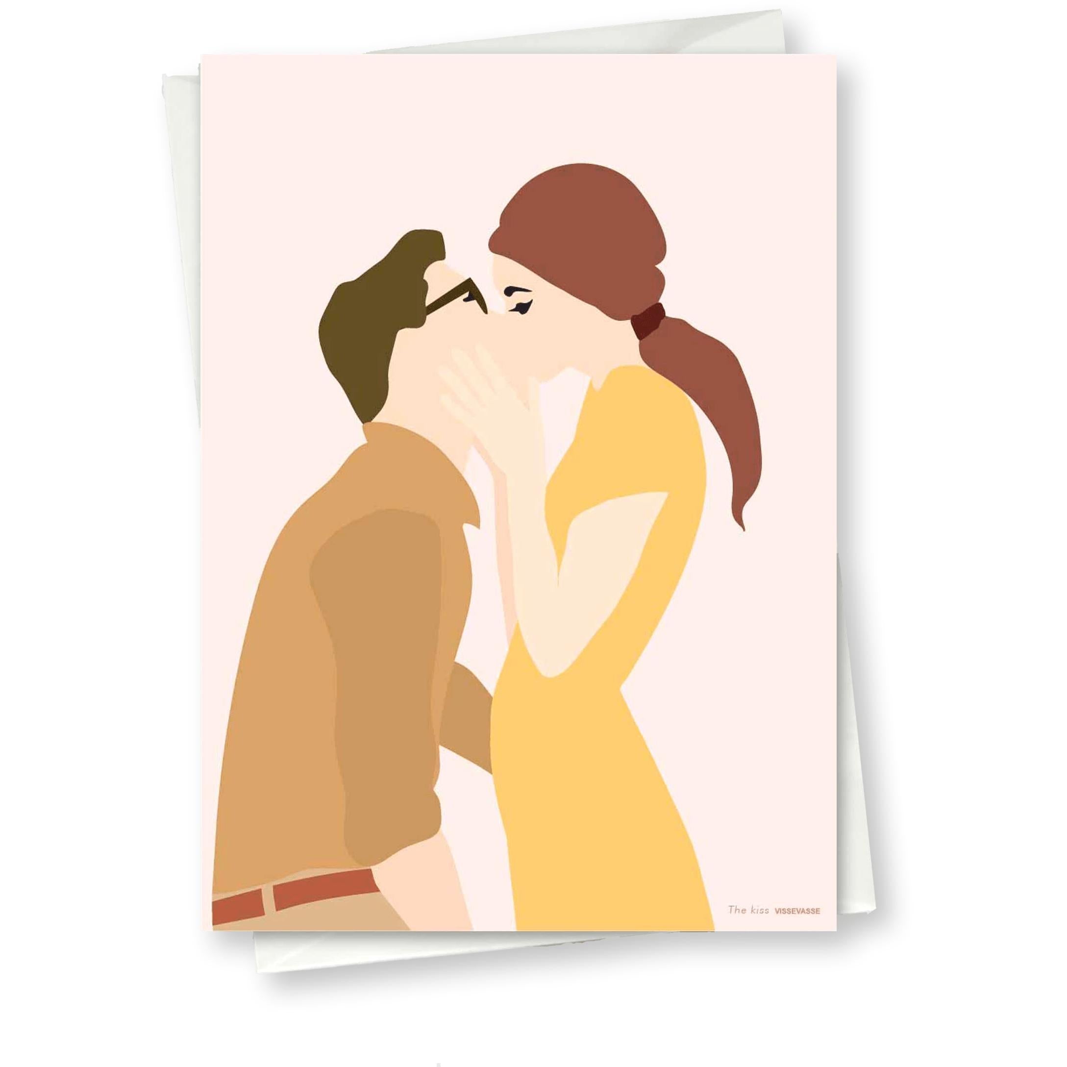 Vissevasse The Kiss gratulasjonskort, 10x15 cm
