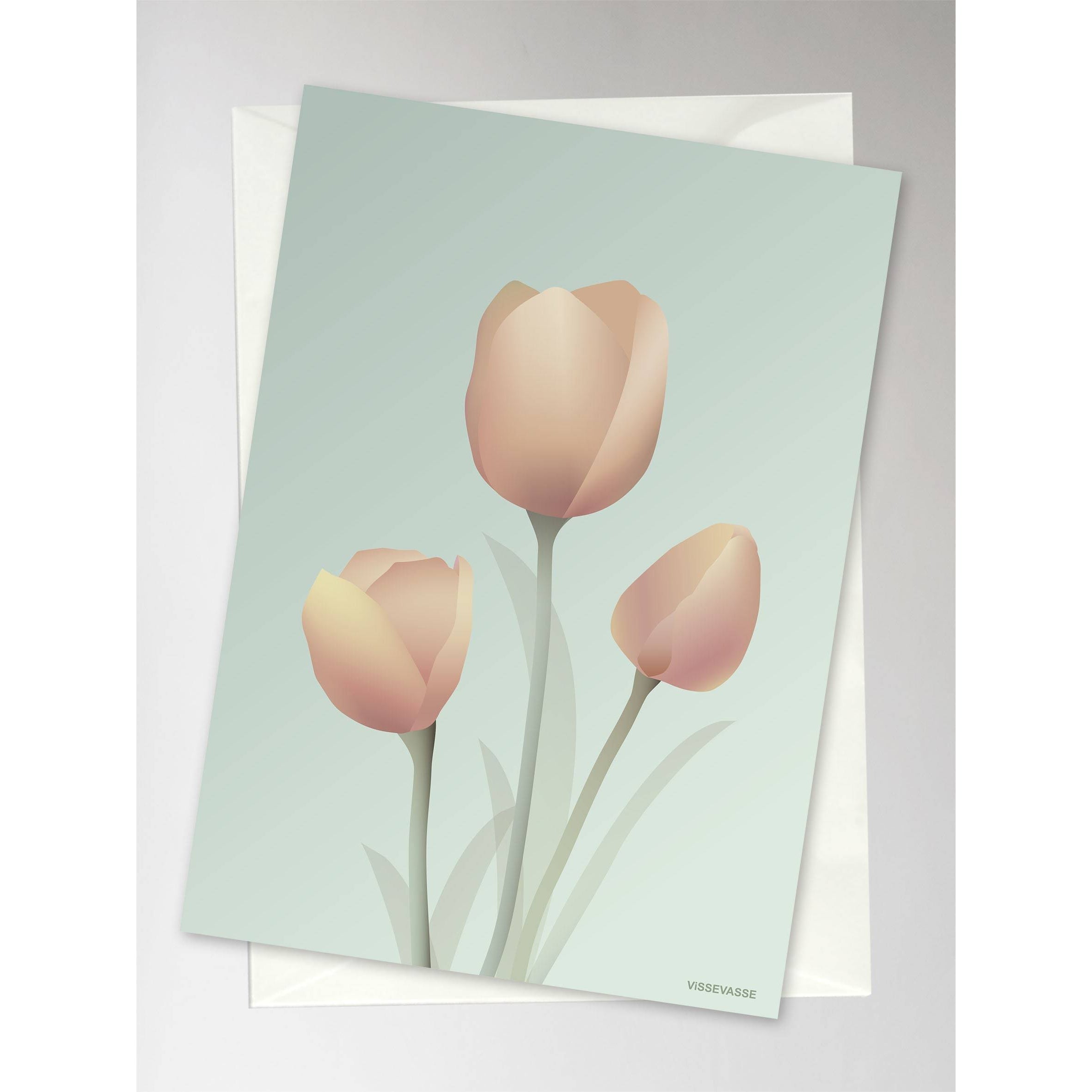 Tarjeta de felicitación de Tulip Vissevasse, menta, 10,5x15 cm