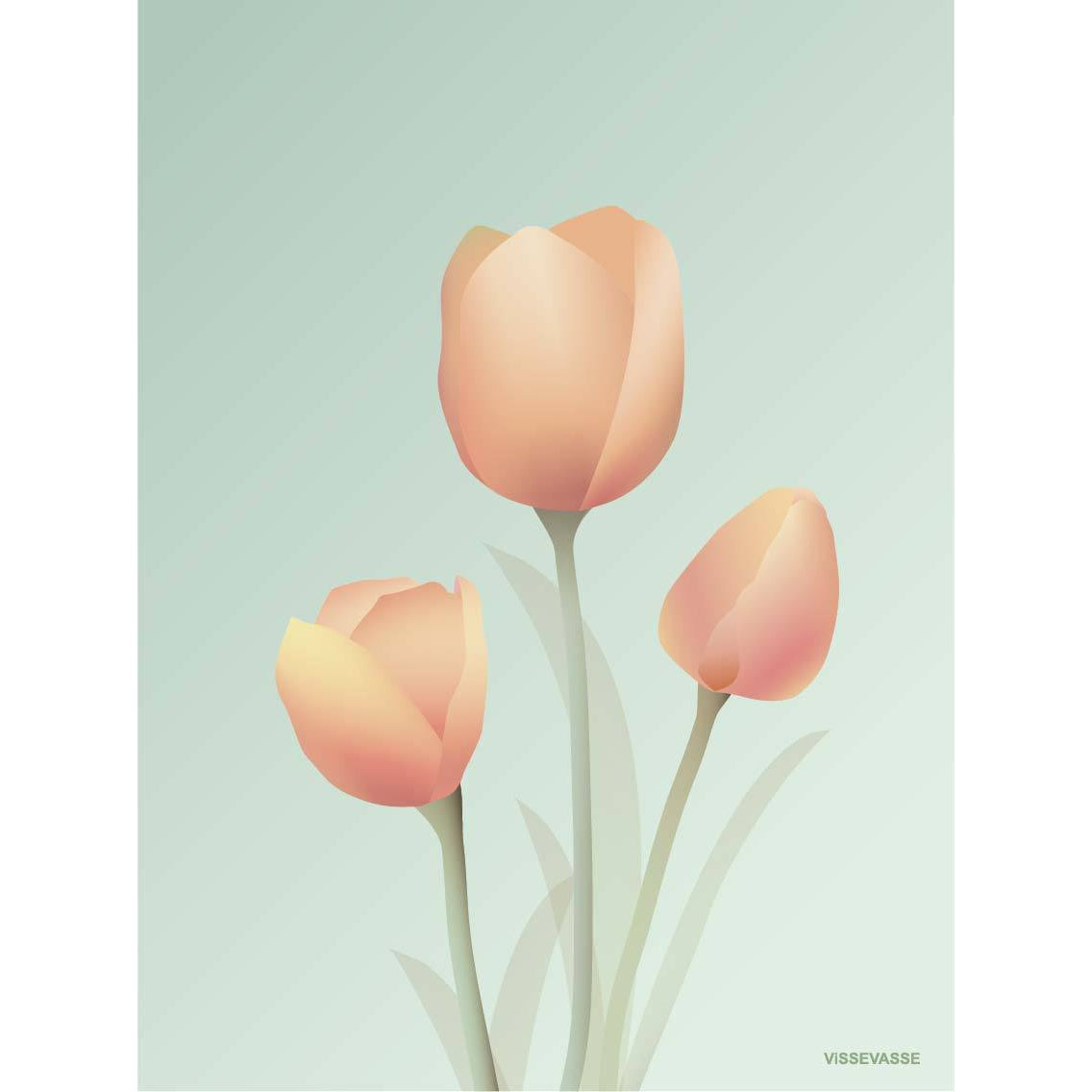 Vissevasse Tulip Greeting Card, Mint, 10,5x15 cm