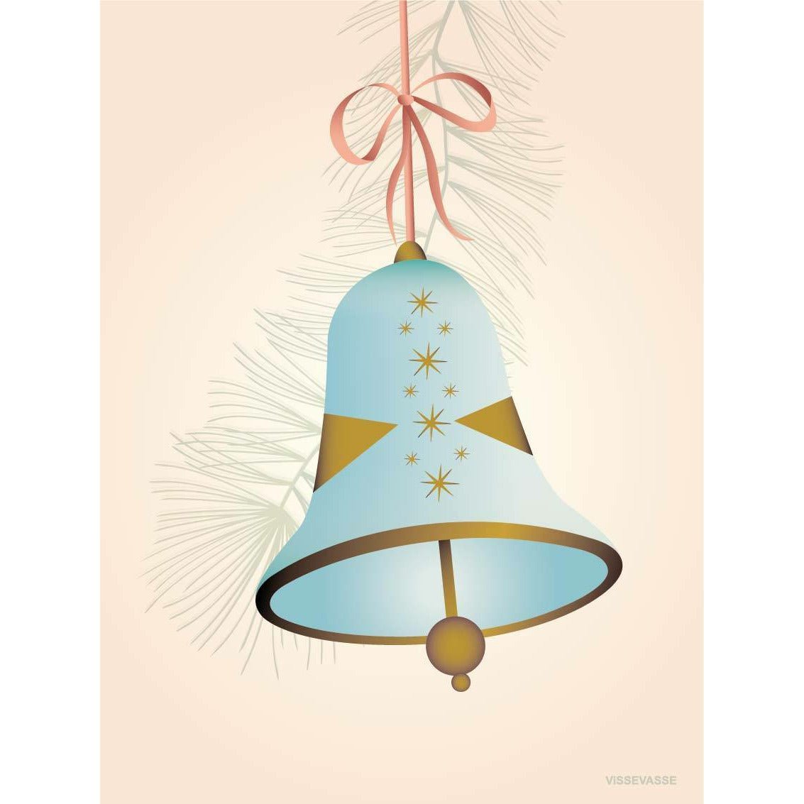 Vissevasse Carte de voeux de la cloche de Noël 15 x21 cm, bleu