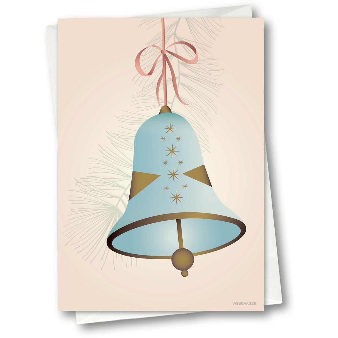 Vissevasse Christmas Bell Greeting Card 15 x21 cm, blu