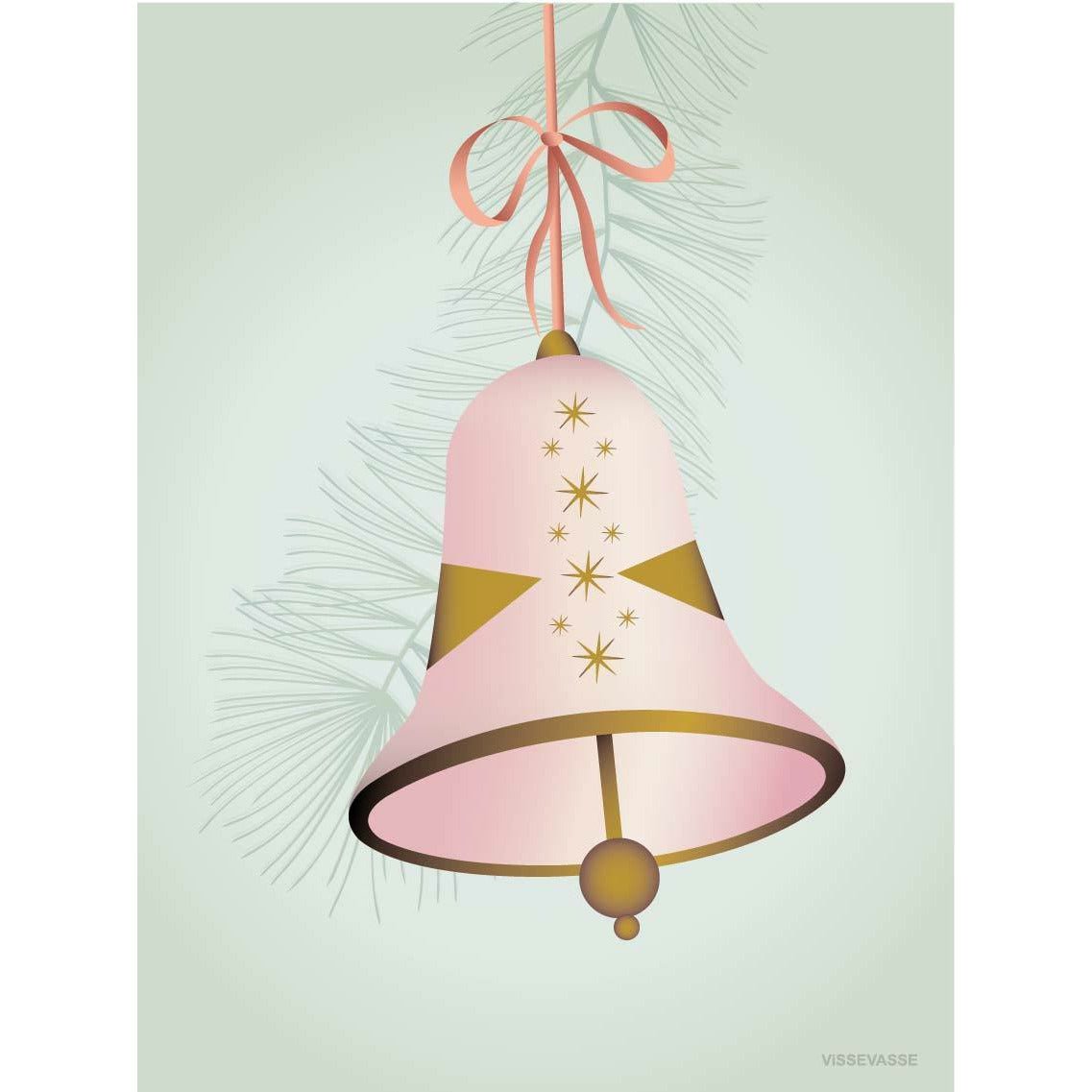 Vissevasse Christmas Bell Greeting Card 15 X21 Cm, Pink