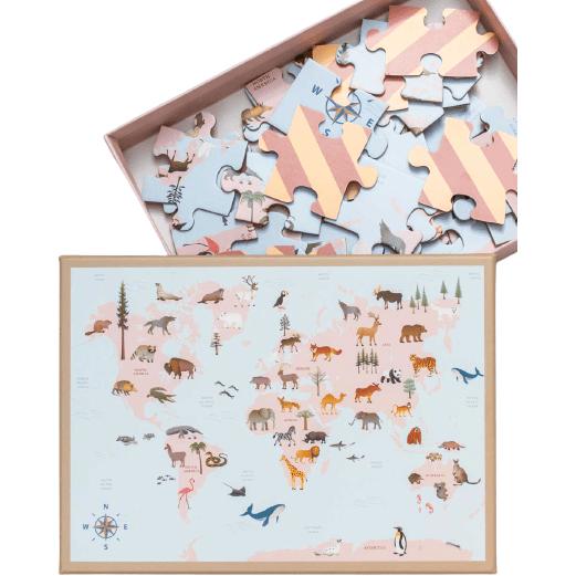 Vissevasse World Map Animal Puzzle con 42 pezzi