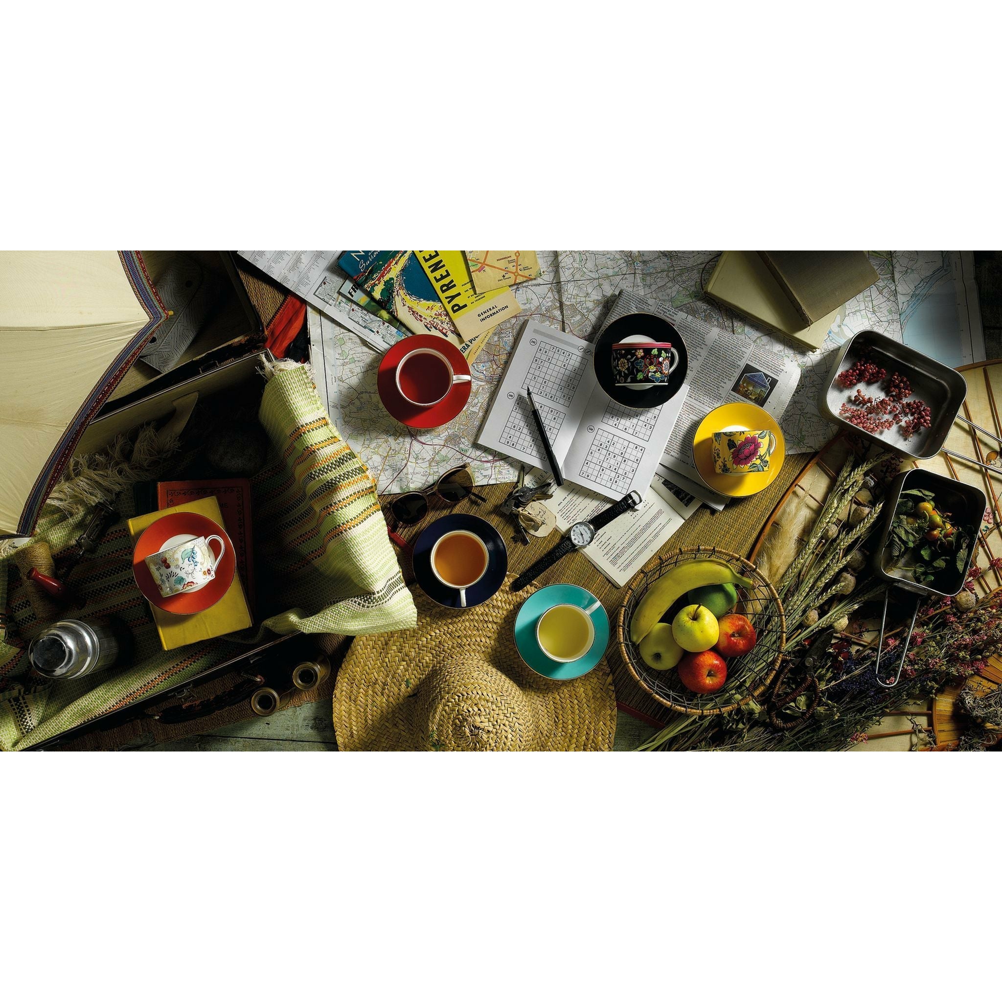 Wedgwood Wonderlust -sarjat sekoitettuja kuvioita Teacup & Saucer Set 4 kpl lahjapakkausta