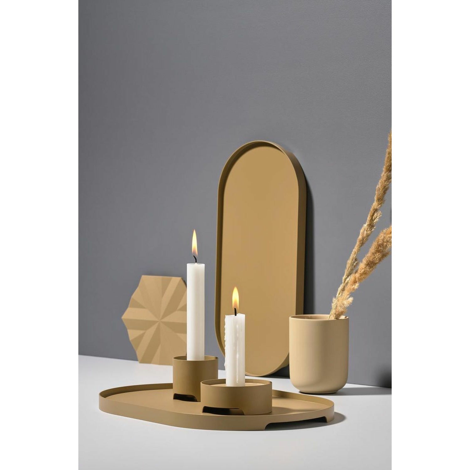 Zone Danmark Singles Candle Holder Ø 9 cm, Khaki