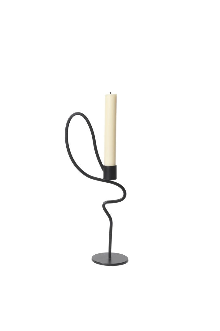 Ferm Living Valse Candle Holder，高，黑色