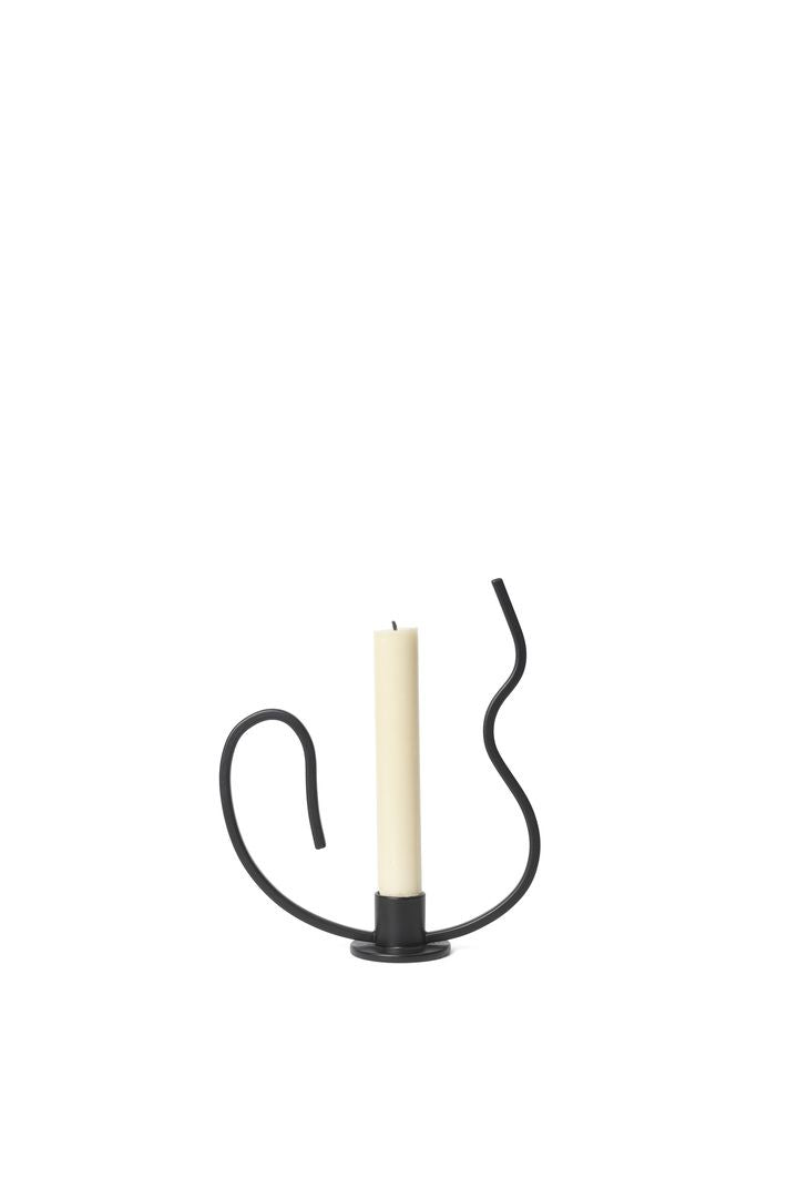 Ferm Living Valse Candle持有者，低，黑色