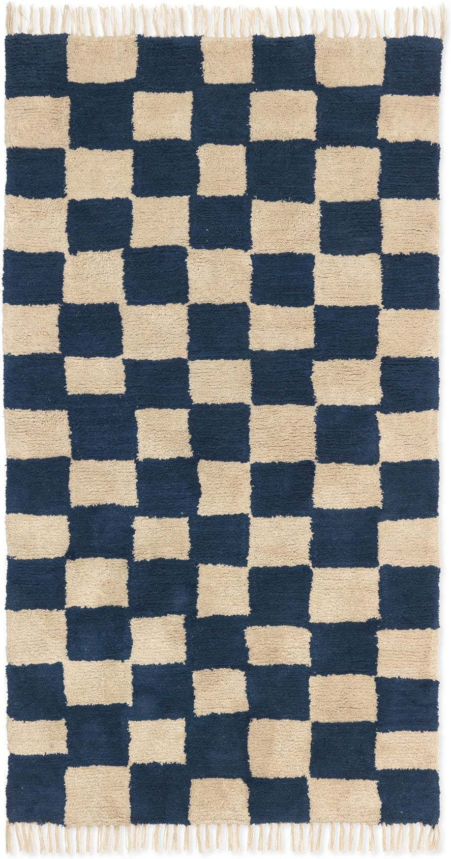 Ferm Living Tapis lavable Mara, bleu profond/sable chaud