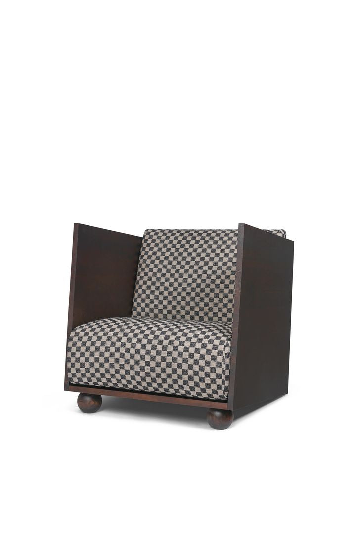 Ferm Living Rum Lounge Chair Check, Dunkel gebeizt/Sand/Schwarz