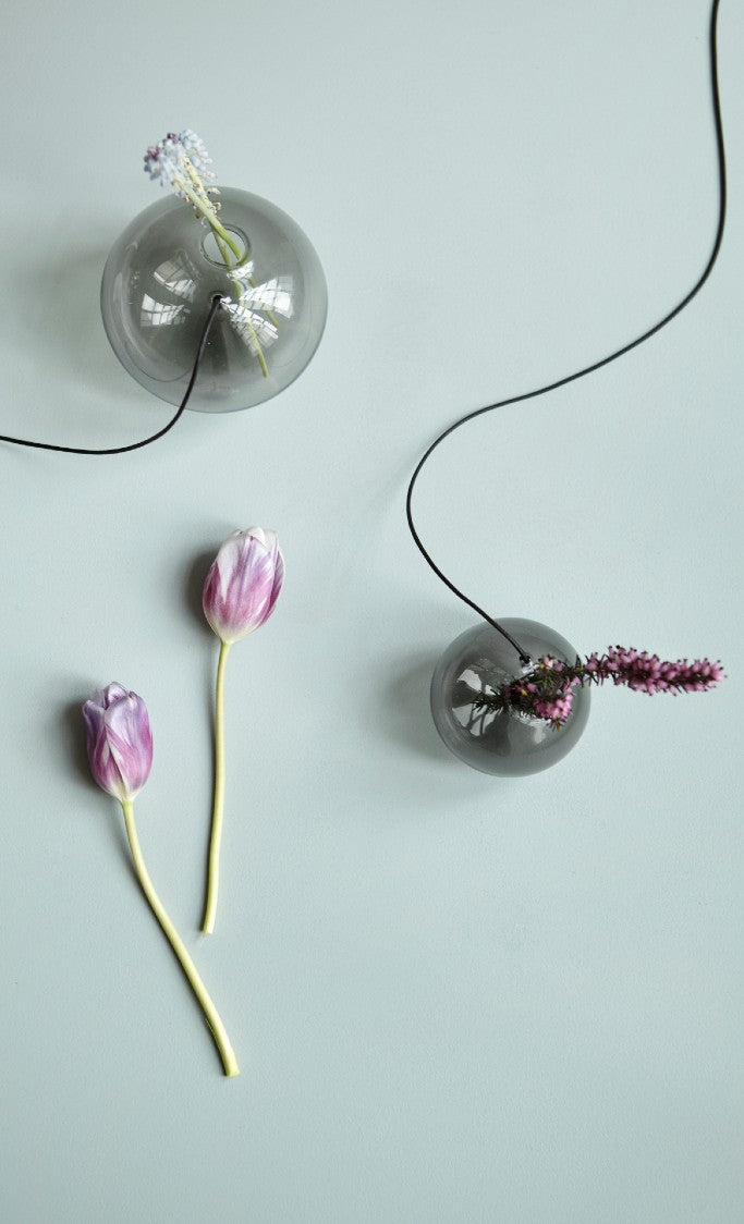 Studio sur le vase de bulles de fleurs suspendues petites, fumée